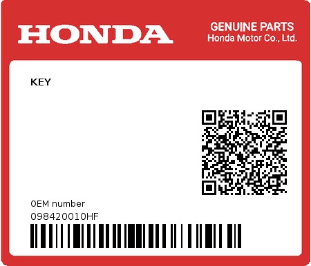 Product image: Honda - 098420010HF - KEY  0