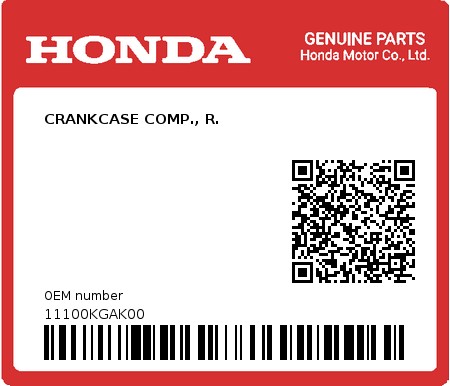 Product image: Honda - 11100KGAK00 - CRANKCASE COMP., R.  0