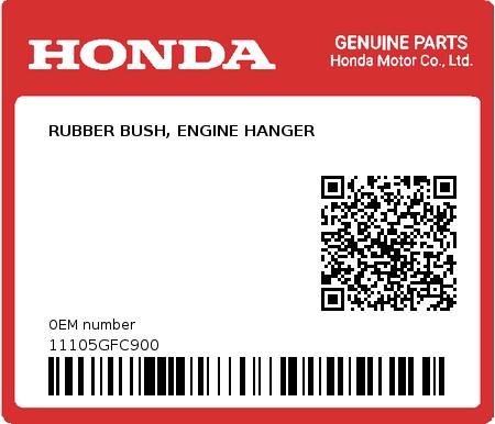 Product image: Honda - 11105GFC900 - RUBBER BUSH, ENGINE HANGER  0