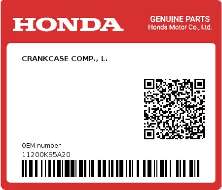Product image: Honda - 11200K95A20 - CRANKCASE COMP., L.  0