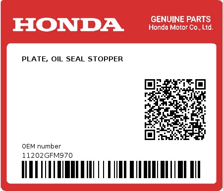 Product image: Honda - 11202GFM970 - PLATE, OIL SEAL STOPPER  0
