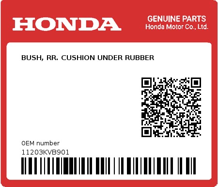 Product image: Honda - 11203KVB901 - BUSH, RR. CUSHION UNDER RUBBER  0