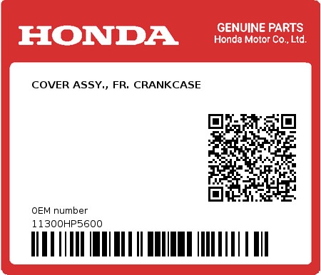 Product image: Honda - 11300HP5600 - COVER ASSY., FR. CRANKCASE  0