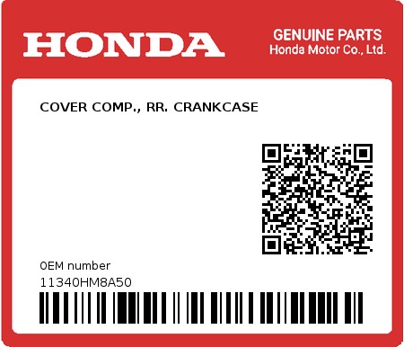 Product image: Honda - 11340HM8A50 - COVER COMP., RR. CRANKCASE  0