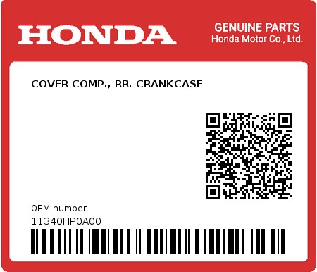 Product image: Honda - 11340HP0A00 - COVER COMP., RR. CRANKCASE  0