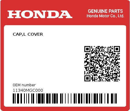 Product image: Honda - 11340MGC000 - CAP,L COVER  0