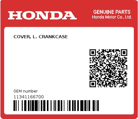 Product image: Honda - 11341166700 - COVER, L. CRANKCASE  0