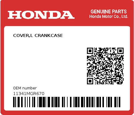 Product image: Honda - 11341MGR670 - COVER,L CRANKCASE  0