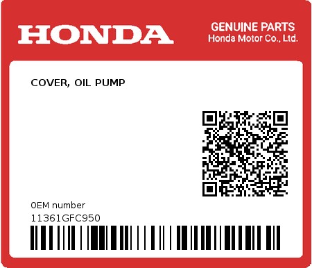 Product image: Honda - 11361GFC950 - COVER, OIL PUMP  0
