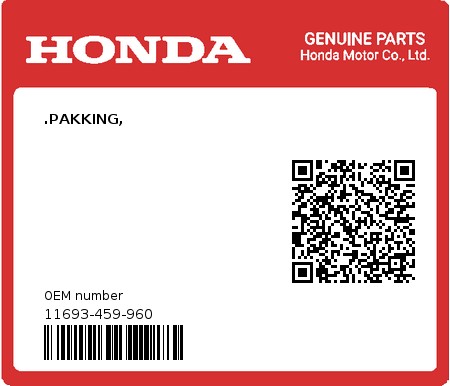Product image: Honda - 11693-459-960 - .PAKKING,  0