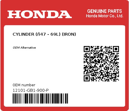 Product image: Honda - 12101-GB1-900-P - CYLINDER (ñ47 - 69L) (IRON)  0