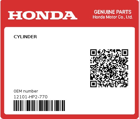 Product image: Honda - 12101-HP2-770 - CYLINDER  0
