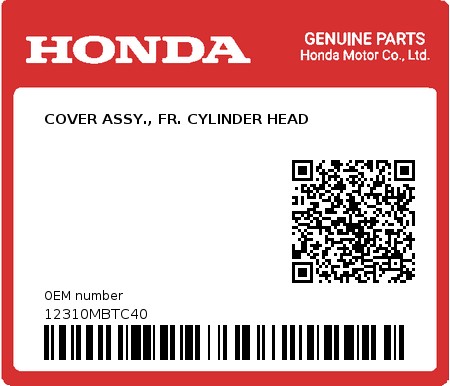 Product image: Honda - 12310MBTC40 - COVER ASSY., FR. CYLINDER HEAD  0