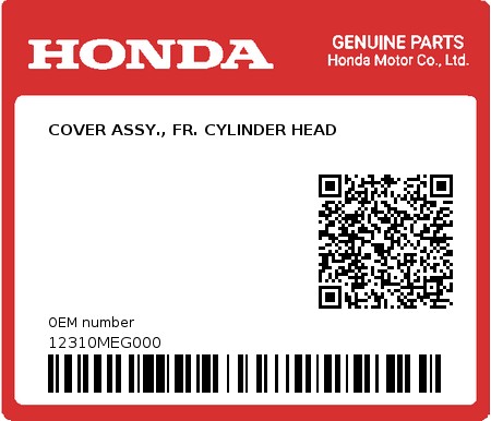 Product image: Honda - 12310MEG000 - COVER ASSY., FR. CYLINDER HEAD  0