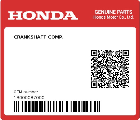 Product image: Honda - 13000087000 - CRANKSHAFT COMP.  0