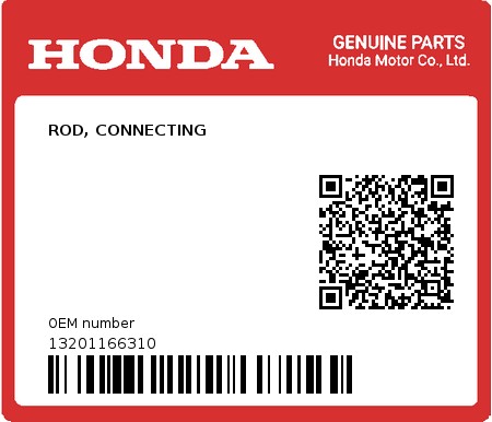 Product image: Honda - 13201166310 - ROD, CONNECTING  0