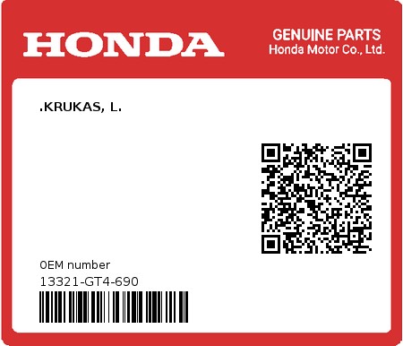 Product image: Honda - 13321-GT4-690 - .KRUKAS, L.  0