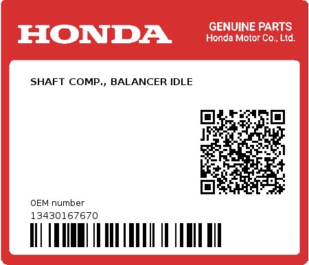 Product image: Honda - 13430167670 - SHAFT COMP., BALANCER IDLE  0