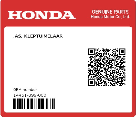 Product image: Honda - 14451-399-000 - .AS, KLEPTUIMELAAR  0