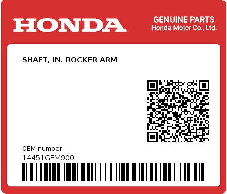 Product image: Honda - 14451GFM900 - SHAFT, IN. ROCKER ARM  0