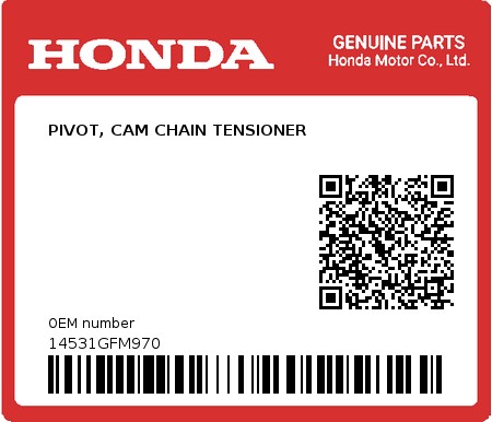 Product image: Honda - 14531GFM970 - PIVOT, CAM CHAIN TENSIONER  0