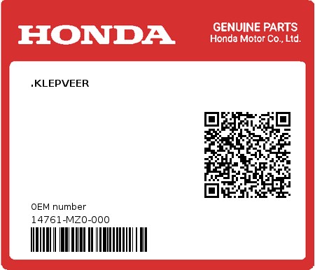 Product image: Honda - 14761-MZ0-000 - .KLEPVEER  0