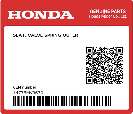 Product image: Honda - 14775MV9670 - SEAT, VALVE SPRING OUTER  0