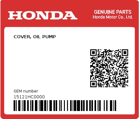 Product image: Honda - 15121HC0000 - COVER, OIL PUMP  0