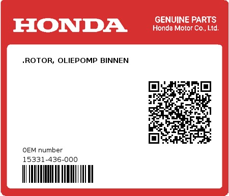 Product image: Honda - 15331-436-000 - .ROTOR, OLIEPOMP BINNEN  0