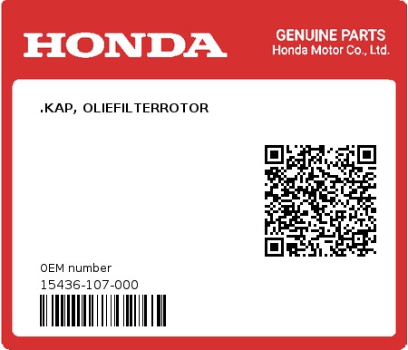 Product image: Honda - 15436-107-000 - .KAP, OLIEFILTERROTOR  0