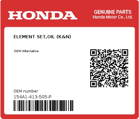Product image: Honda - 154A1-413-505-P - ELEMENT SET,OIL (K&N)  0
