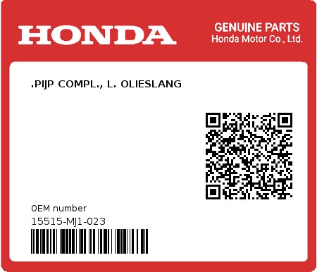 Product image: Honda - 15515-MJ1-023 - .PIJP COMPL., L. OLIESLANG  0