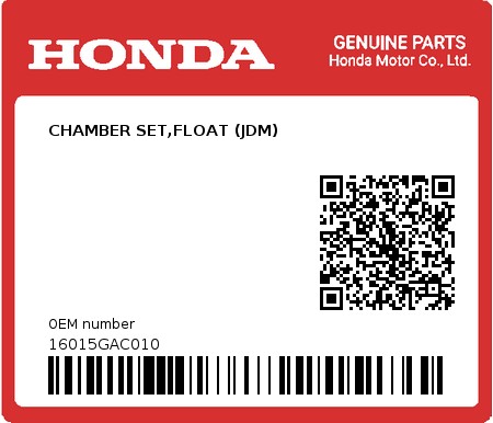 Product image: Honda - 16015GAC010 - CHAMBER SET,FLOAT (JDM)  0