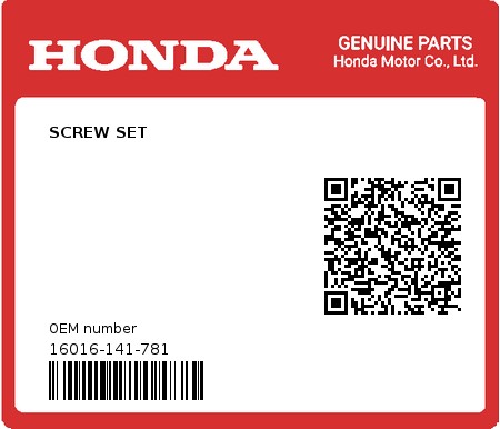 Product image: Honda - 16016-141-781 - SCREW SET  0