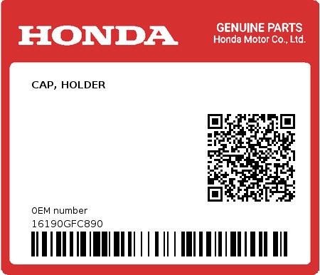 Product image: Honda - 16190GFC890 - CAP, HOLDER  0