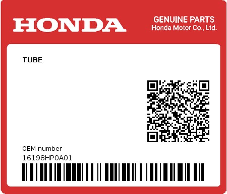 Product image: Honda - 16198HP0A01 - TUBE  0