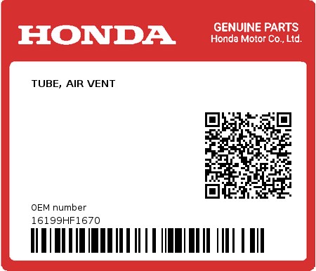 Product image: Honda - 16199HF1670 - TUBE, AIR VENT  0