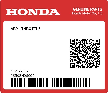 Product image: Honda - 16503H06000 - ARM, THROTTLE  0