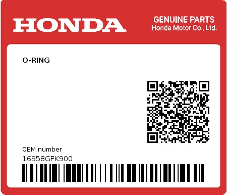 Product image: Honda - 16958GFK900 - O-RING  0