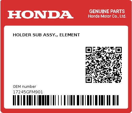 Product image: Honda - 17245GFM901 - HOLDER SUB ASSY., ELEMENT  0