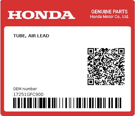 Product image: Honda - 17251GFC900 - TUBE, AIR LEAD  0