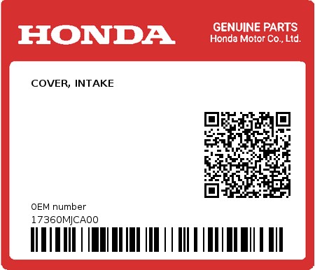 Product image: Honda - 17360MJCA00 - COVER, INTAKE  0