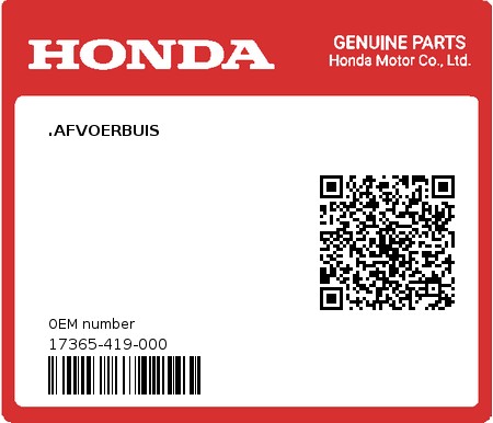 Product image: Honda - 17365-419-000 - .AFVOERBUIS  0