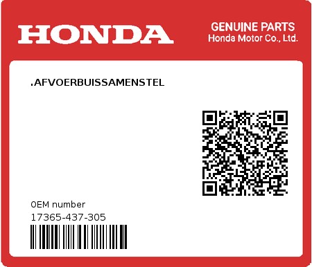 Product image: Honda - 17365-437-305 - .AFVOERBUISSAMENSTEL  0