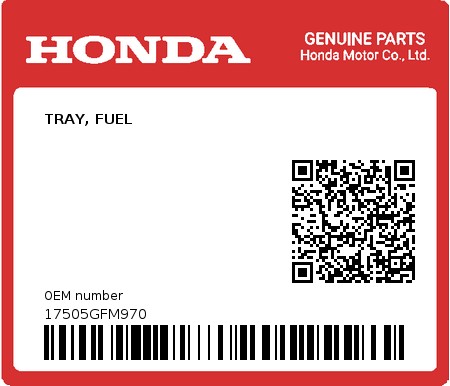 Product image: Honda - 17505GFM970 - TRAY, FUEL  0