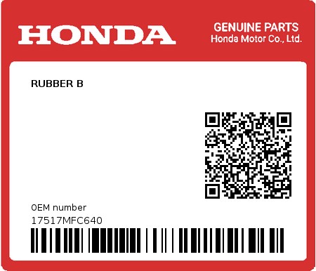 Product image: Honda - 17517MFC640 - RUBBER B  0