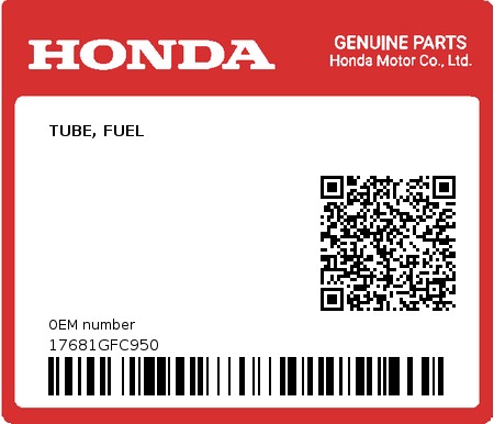 Product image: Honda - 17681GFC950 - TUBE, FUEL  0