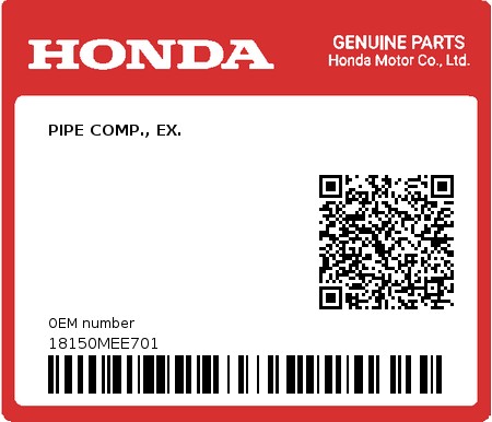 Product image: Honda - 18150MEE701 - PIPE COMP., EX.  0