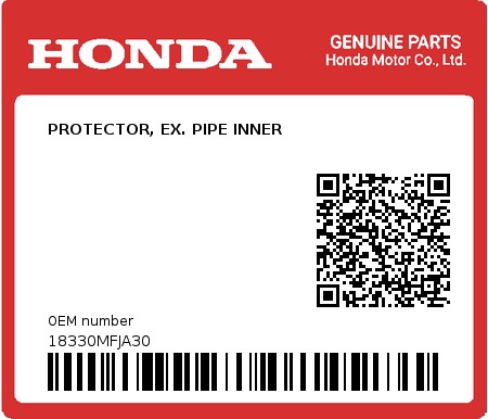 Product image: Honda - 18330MFJA30 - PROTECTOR, EX. PIPE INNER  0