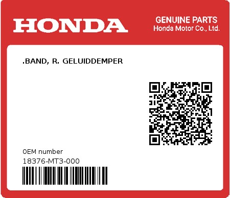 Product image: Honda - 18376-MT3-000 - .BAND, R. GELUIDDEMPER  0